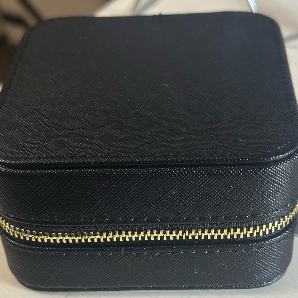 Black Jewelry Travel Case with Gold Zipper